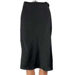 Hollister Women's Black Satin High Rise Midi Flare Straight Pencil Slip Skirt XS